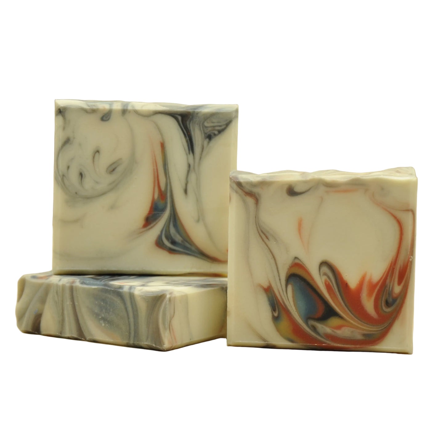 Vegane handgemachte Seife mit buntem marmorierten Swirl Muster