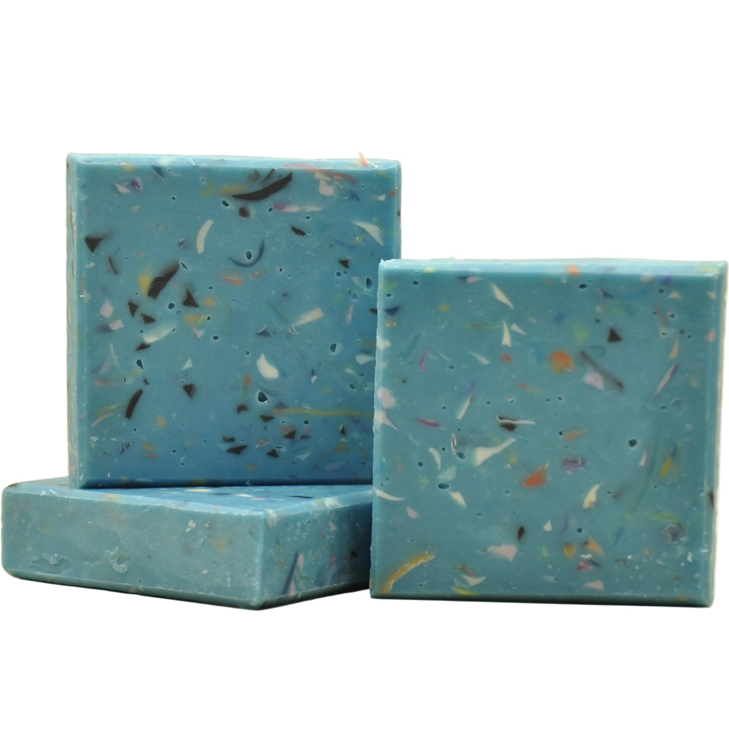 Vegane handgemachte Seife mit blauem marmorierten Swirl Muster
