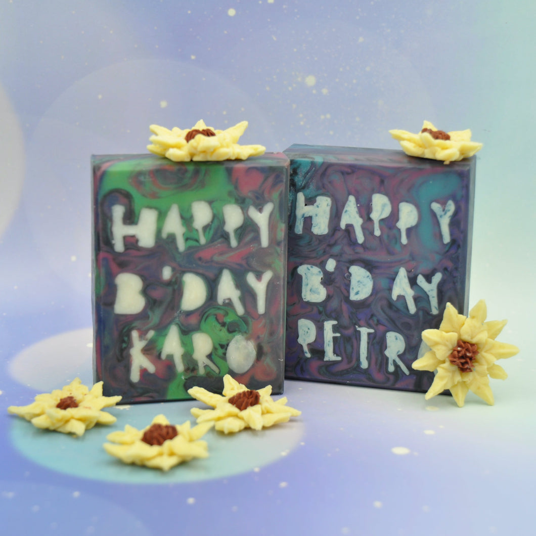 Alles Gute zum Geburtstag Seife mit namen auf der seife