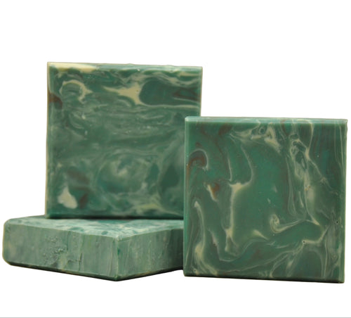 Green white and brown swirl soap