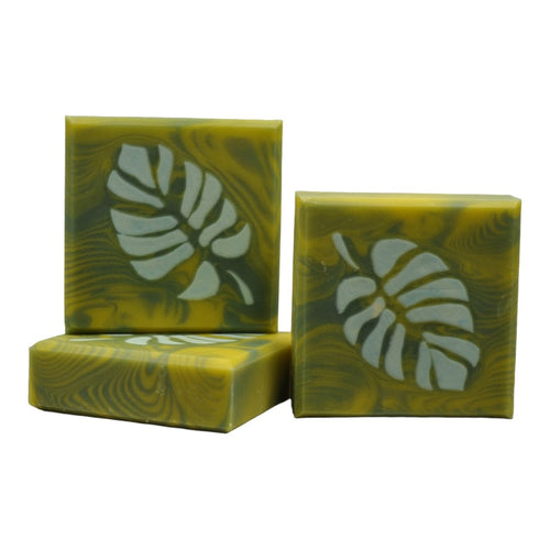 Monstera soap seife silhouette green yellow background