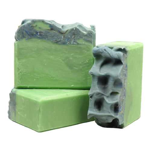 green blue soap textured on top gruene seife