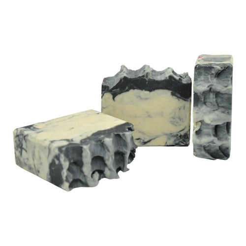 black and white textured soap