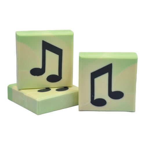 Notes music notes soap on green background