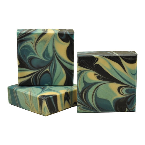 Blue white and black soap seife