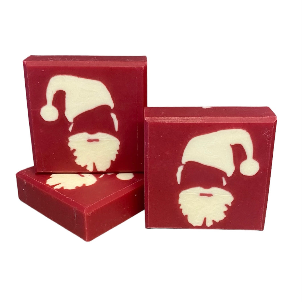 Santa soap santa face white on red background Christmas soap