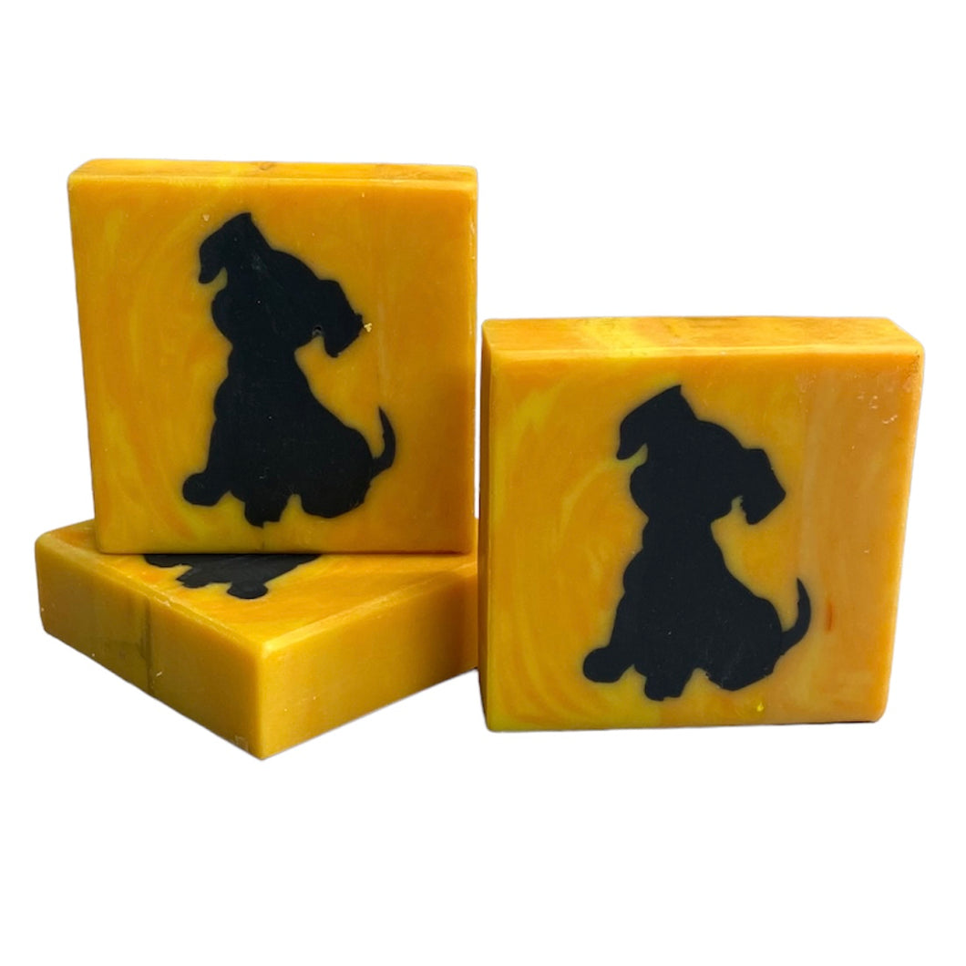 dog Silhouette soap orange and black dog hund seife 