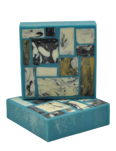 Piet Mondrian inspired soap on blue frame