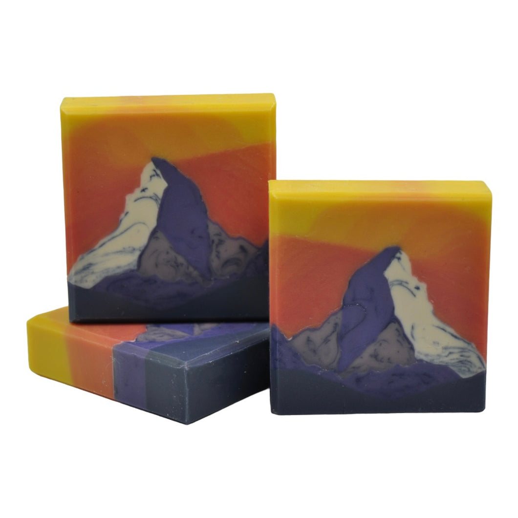 Matterhorn Mountain Landscape Soap mountain sunset from yellow to red violet mountain climbing mountaineering
