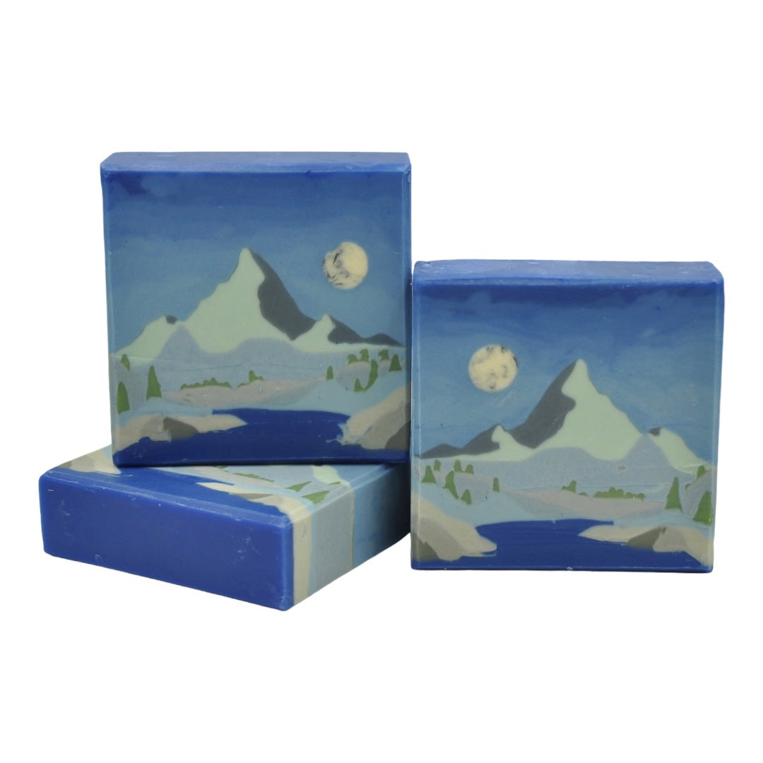 Handgemachte Seife mit Berglandschaft des Mt. Taranaki